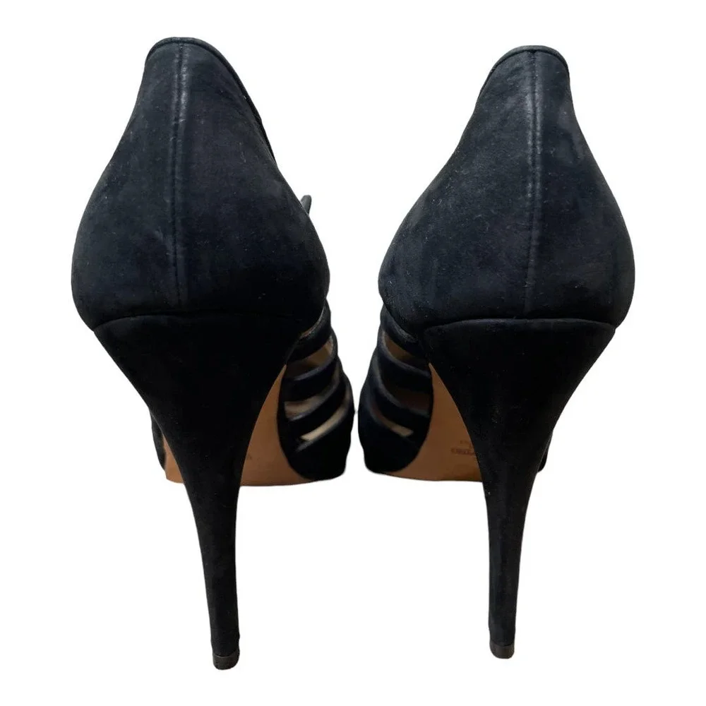 Valentino Black Suede Cutout Lace-Up  Booties 40 10 - Picture 4 of 7